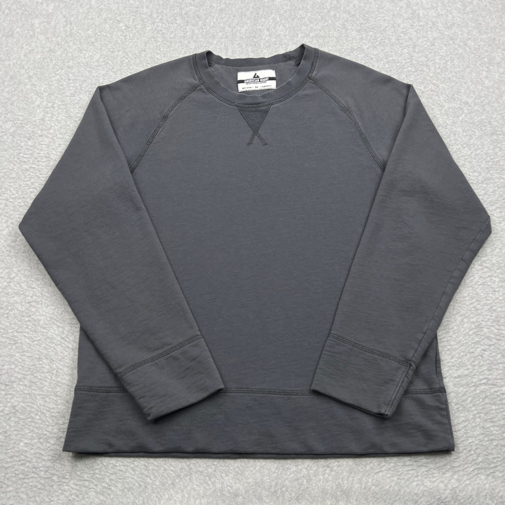 American Giant Sweatshirt Mens Medium Gray Raglan Sleeve Relaxed Terry Crew USA